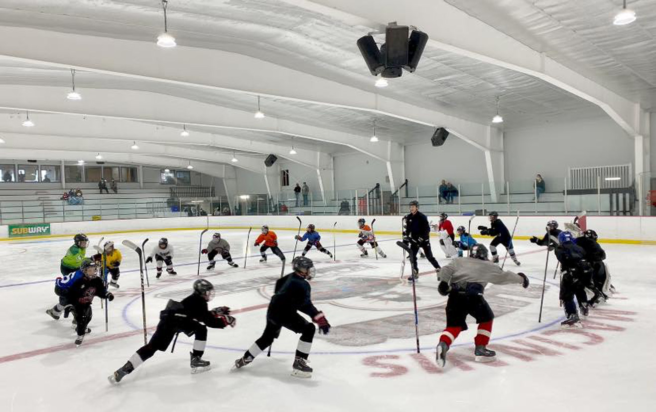 Kids playing hockey